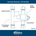 PROFLO 3/8" Brass Mixing Valve Thermostatic NSF Certified PFMVTD38