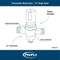PROFLO 1/2" Brass Mixing Valve Thermostatic IAPMO Listed 200 PSI