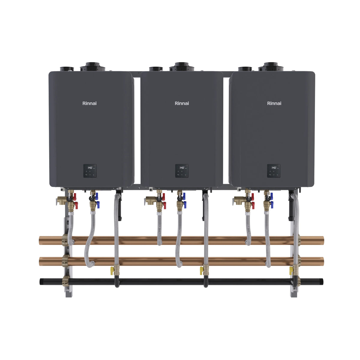 Rinnai Commercial Rack System With 3 Unit Tankless Water Heater Wall M