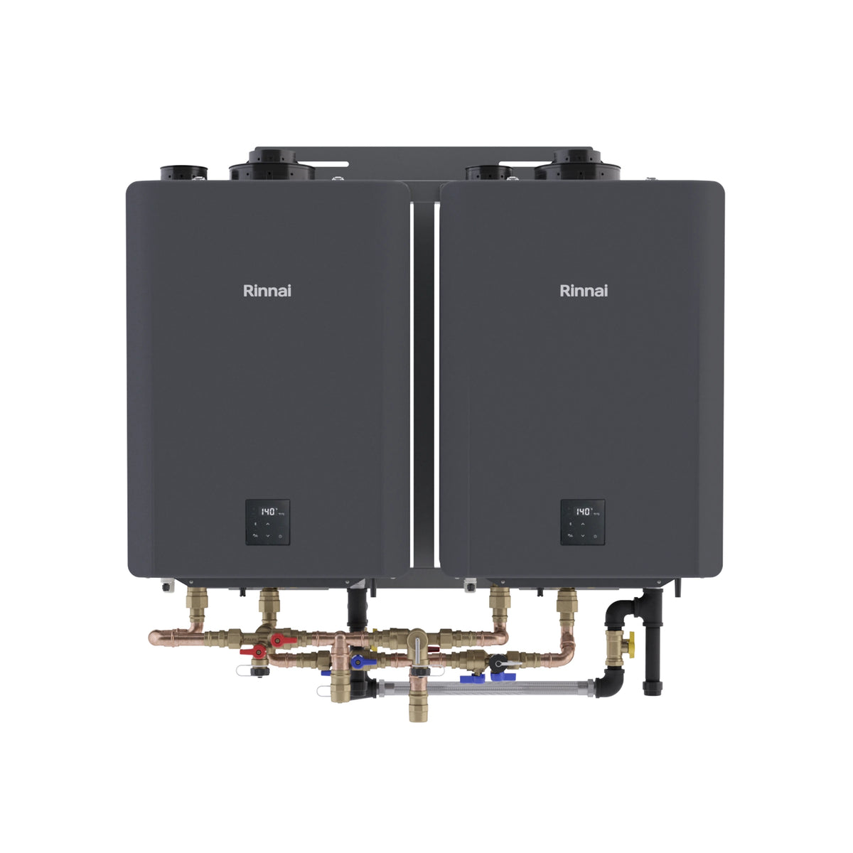 Rinnai Commercial Rack System With Two Tankless Water Heater Wall Moun