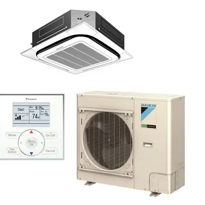 Daikin 18000 BTU Mini Split Ceiling Cassette and Heat Pump FCQ18TAVJU 18.6 SEER Single Zone Inverter