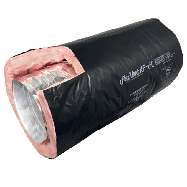 25' Quietflex R6 R8 Flexible Duct Round Tube Silver/Black Insulated Heating AC Venting