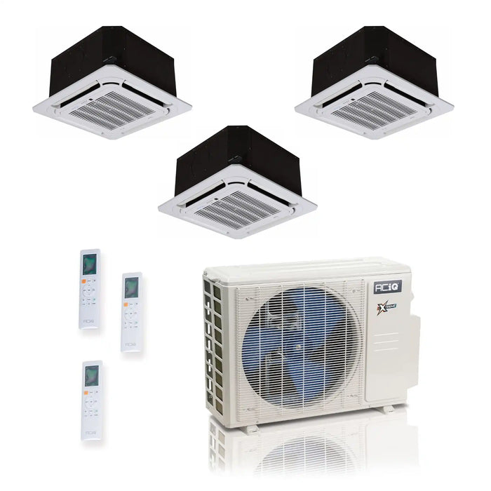 ACiQ 27K BTU 23 SEER2 Extreme 3-Zone Mini Split Ceiling Cassette 12+12+12