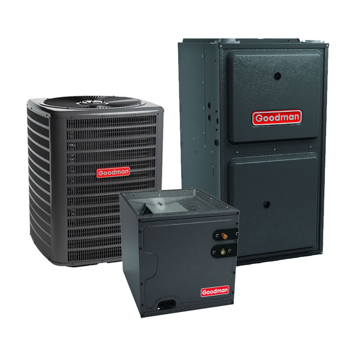 Goodman 2 Ton R32 Split Heat Pump & Furnace 14.5 SEER2 96% 80K BTU Vertical