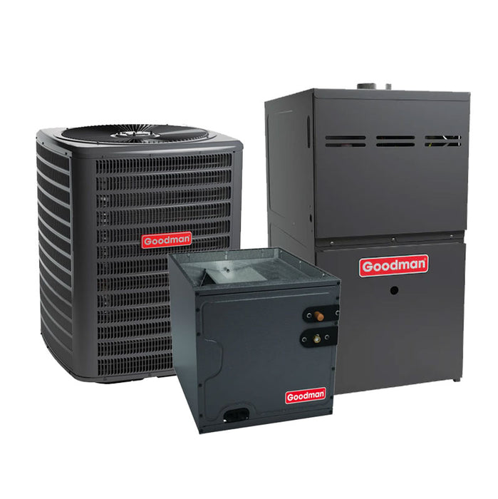 Goodman 2 Ton R32 Heat Pump & Gas Furnace 15.2 SEER2 80% 80000 BTU Vertical