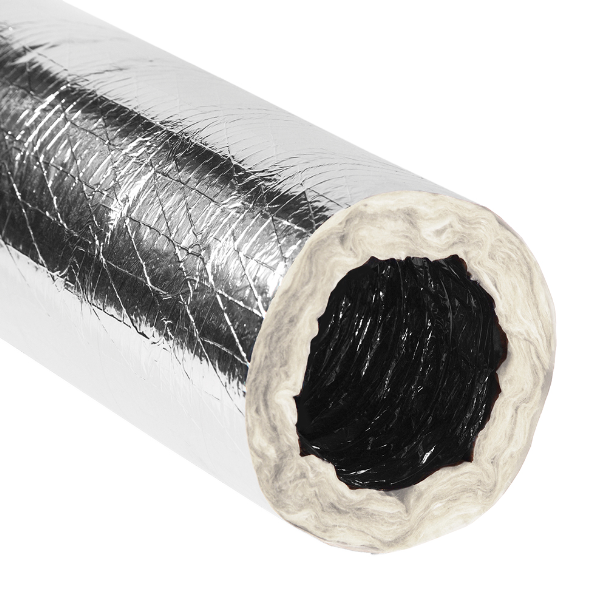 Quietflex 5" 80 R6 Insulated Silver Flex Duct Metalized Jacket 25' Bag